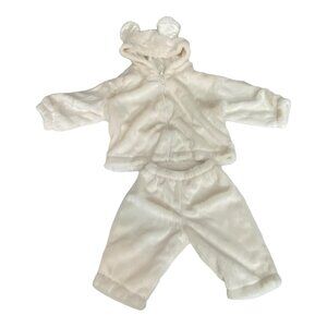 Little Giraffe 2 Piece Baby Luxe Fur Zipper Hoodie Jacket w/ Ears & Pants 12M
